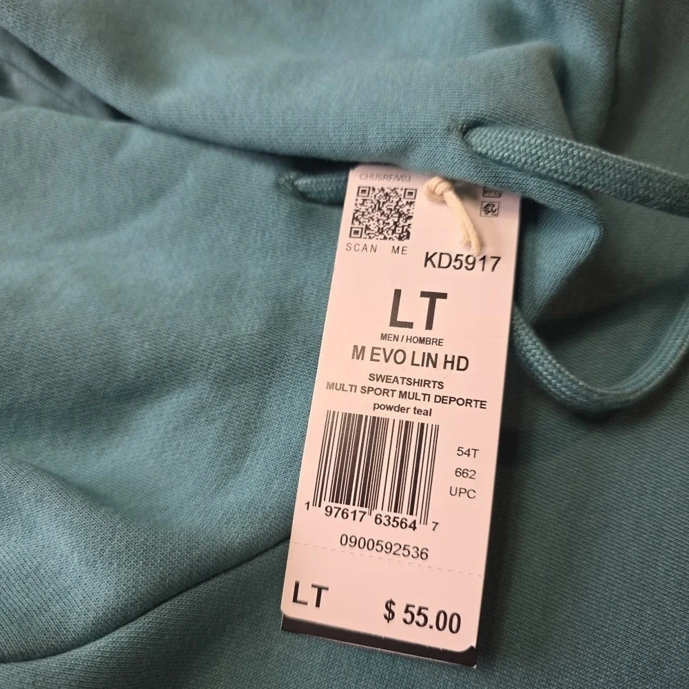 Adidas Hoodie Mens LT Large Tall Powder Blue Retro MSRP $55